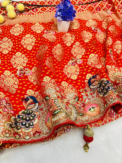 Beautiful Parrot Handwork Saree