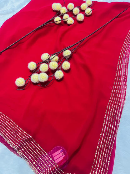 Red Digital Printed Soft Silk Saree