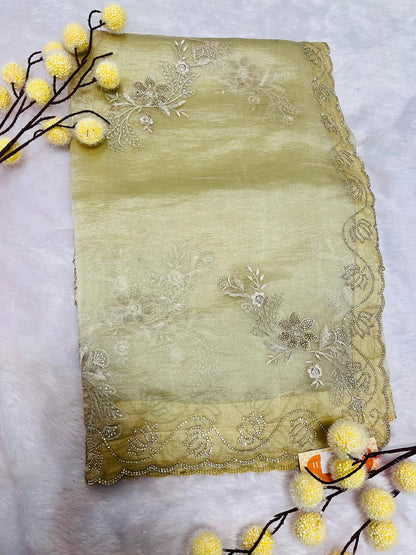 Designer Organza Embroidered Partywear Saree