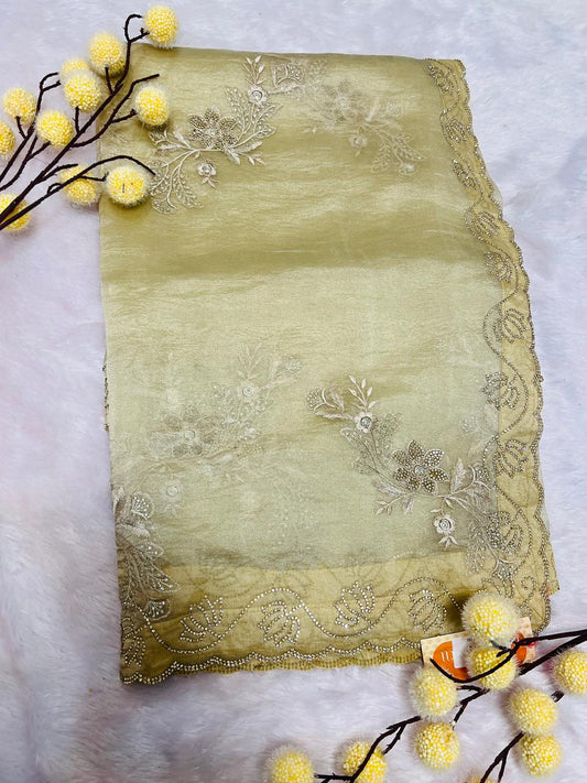 Designer Organza Embroidered Partywear Saree