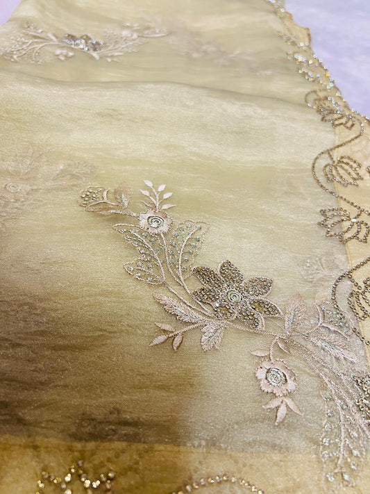 Designer Organza Embroidered Partywear Saree