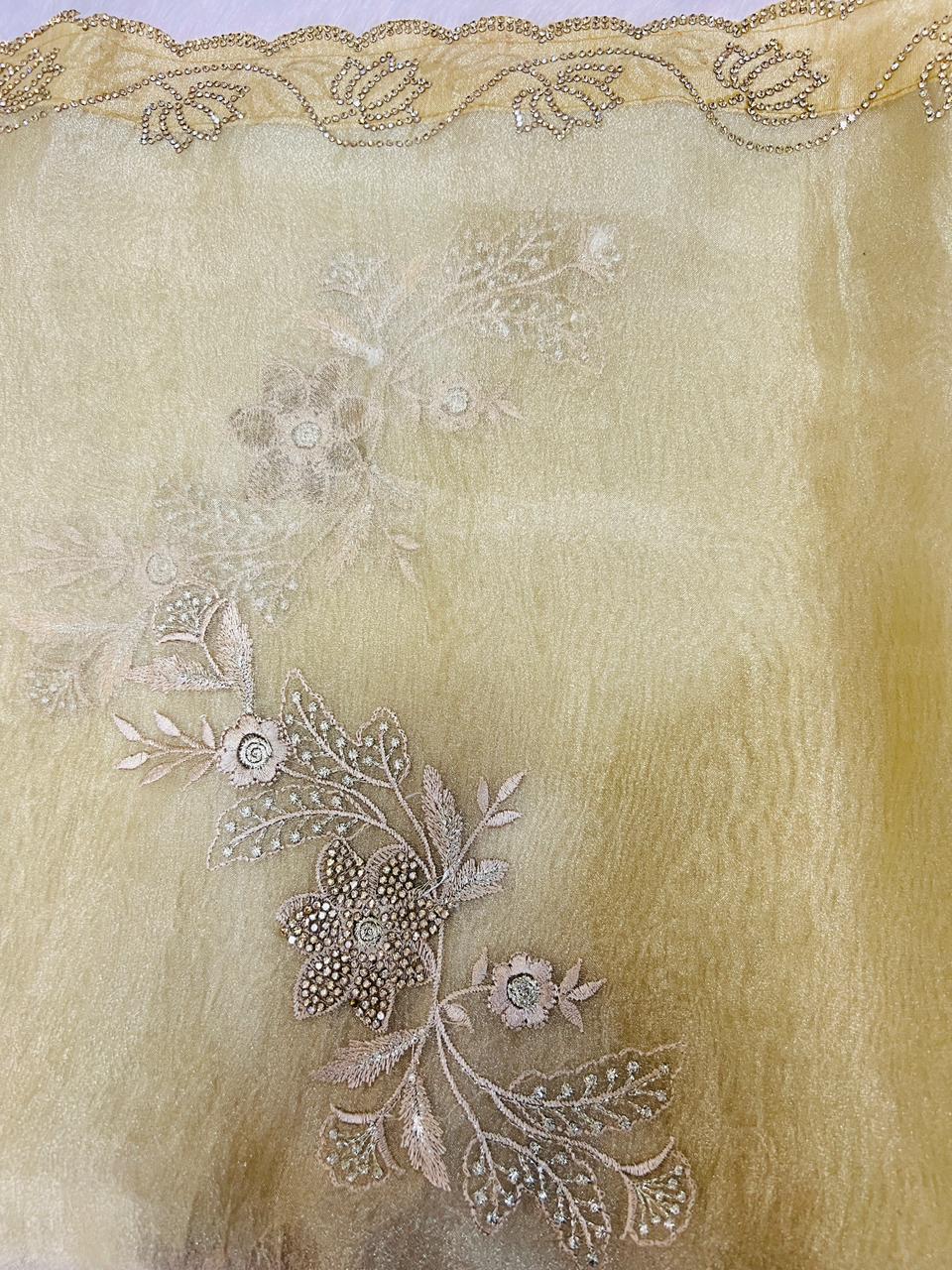 Designer Organza Embroidered Partywear Saree