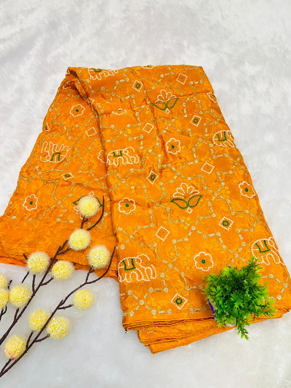 Rajasthani Bandhani Floral Saree