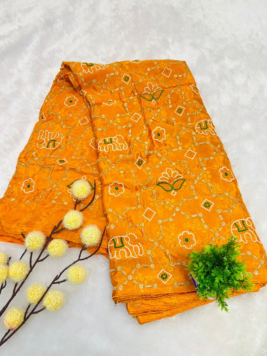 Rajasthani Bandhani Floral Saree