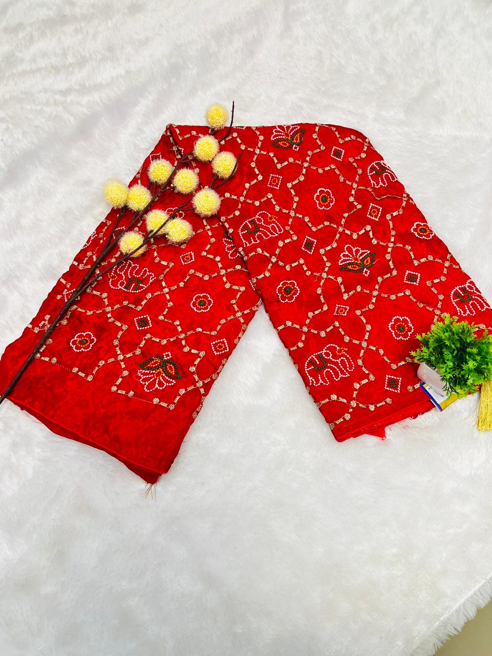 Rajasthani Bandhani Floral Saree