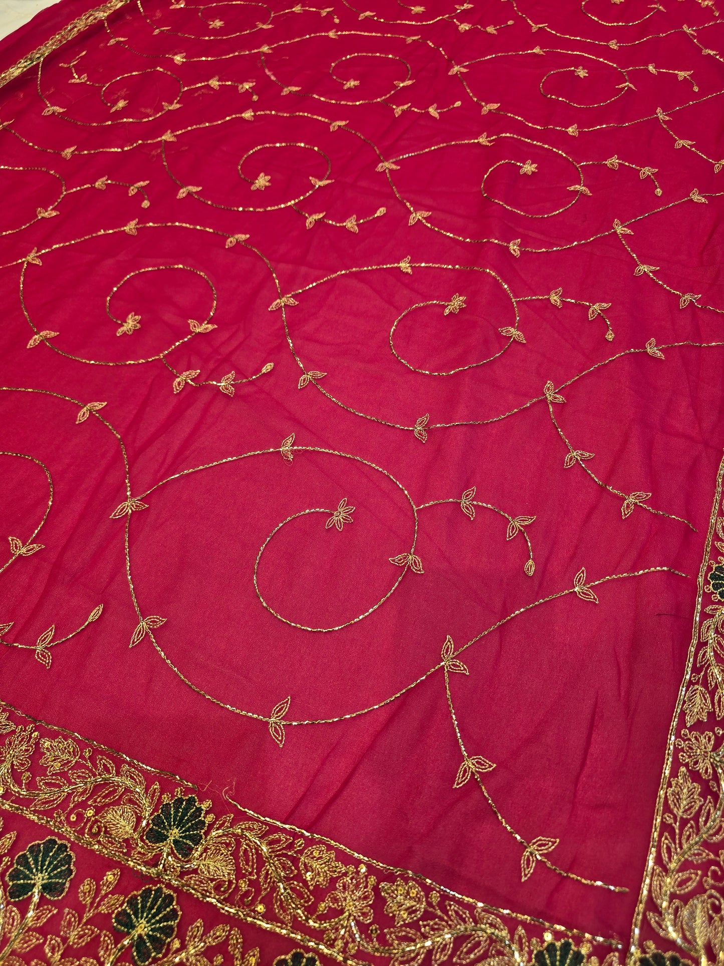 Heavy Zari Embroidery Saree with Intricate Floral Jaal & Matching Border Blouse Piece (Copy)