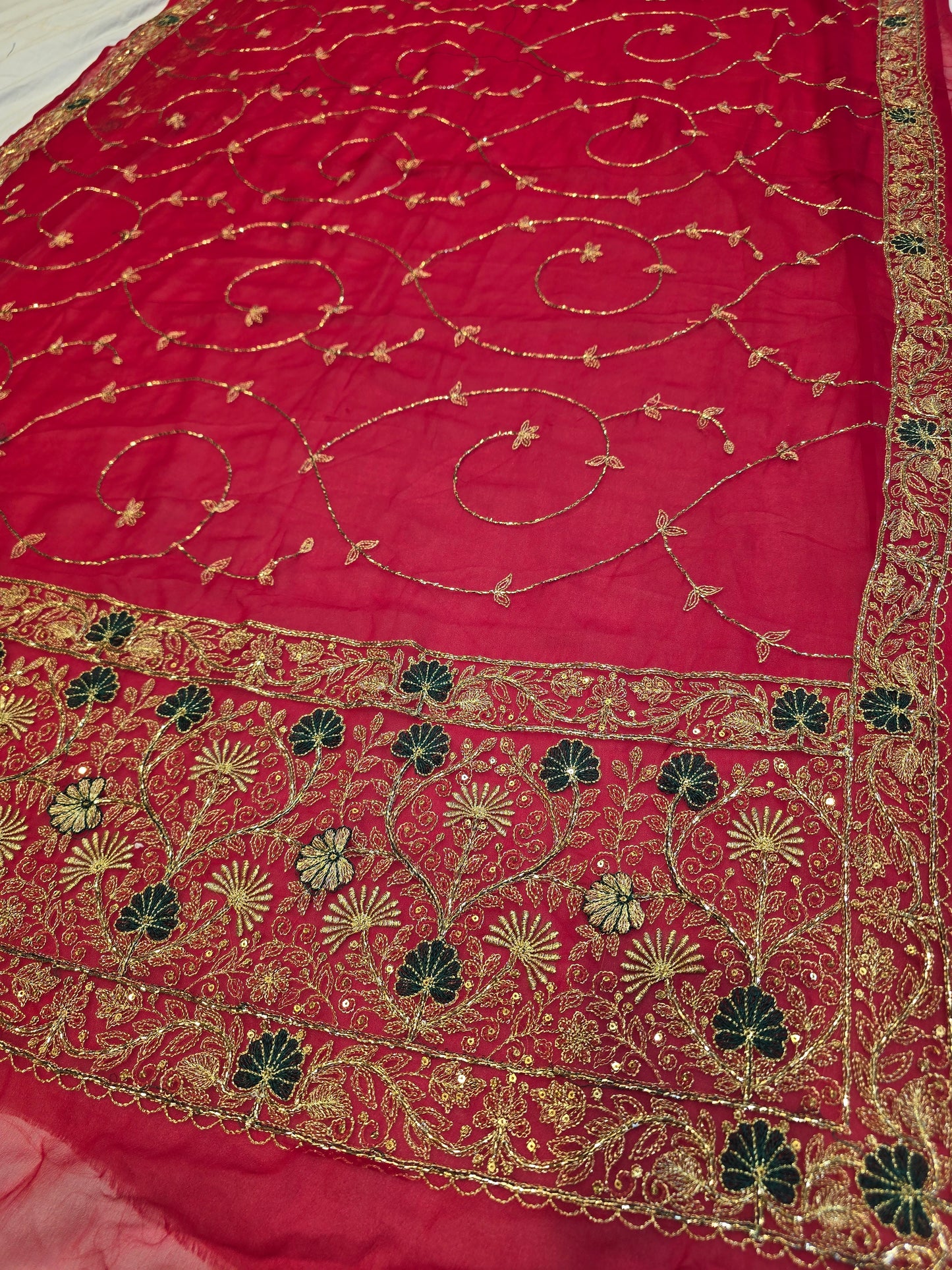 Heavy Zari Embroidery Saree with Intricate Floral Jaal & Matching Border Blouse Piece (Copy)