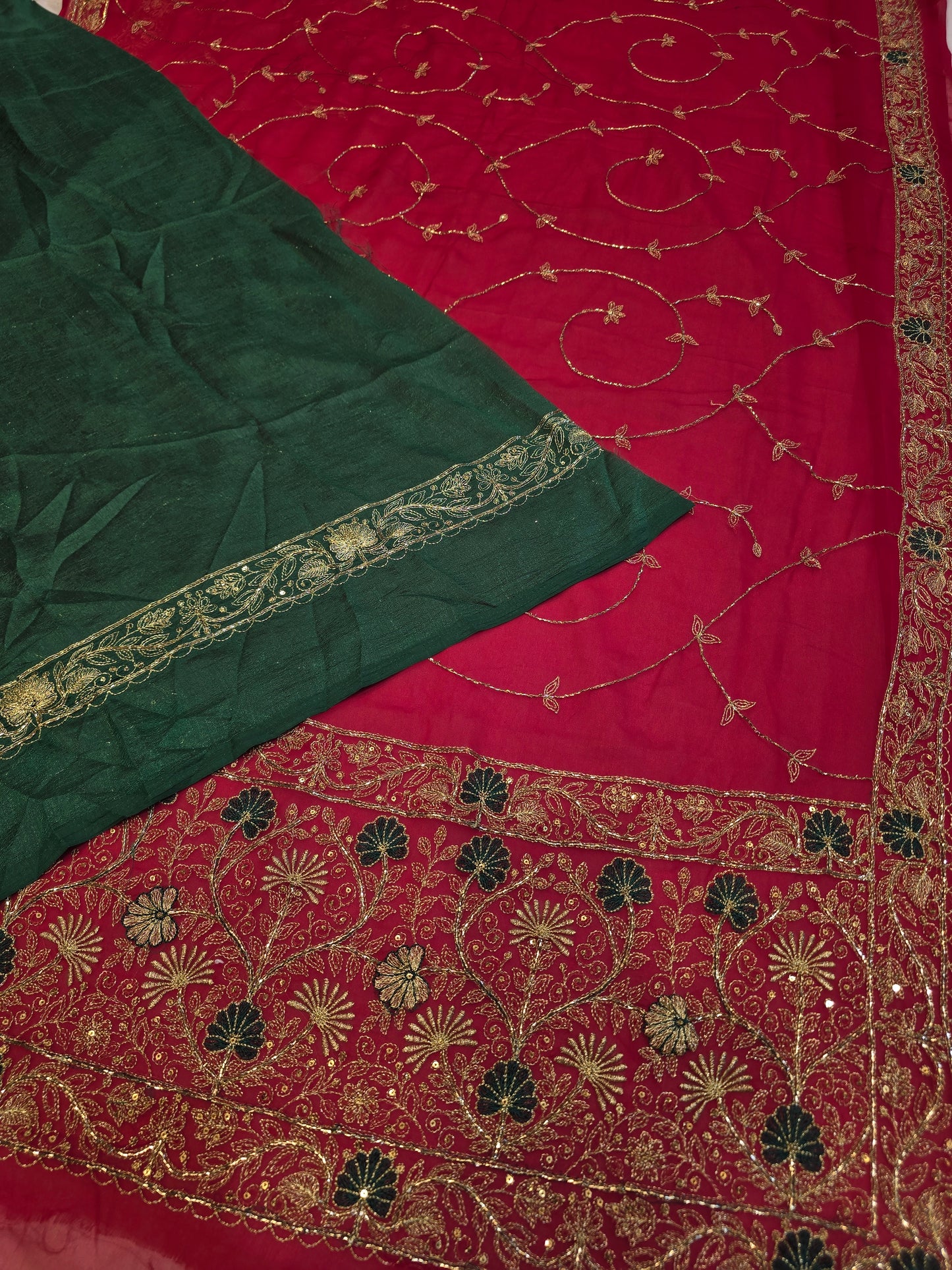 Heavy Zari Embroidery Saree with Intricate Floral Jaal & Matching Border Blouse Piece (Copy)