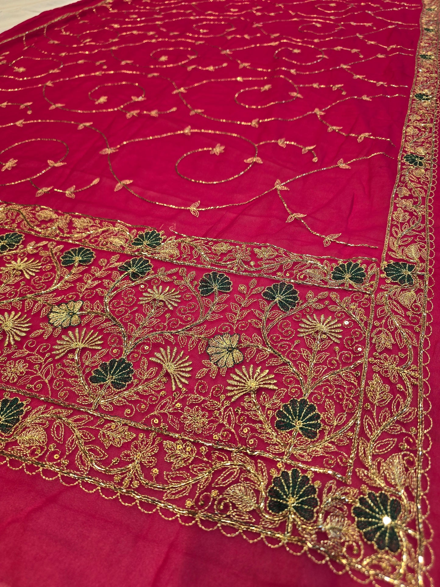 Heavy Zari Embroidery Saree with Intricate Floral Jaal & Matching Border Blouse Piece (Copy)